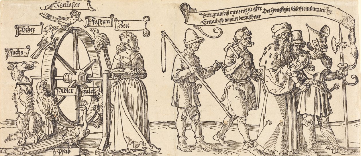 Time and a Fox Turning the Wheel of Fortune with People of All Ranks to the Right by Albrecht Dürer