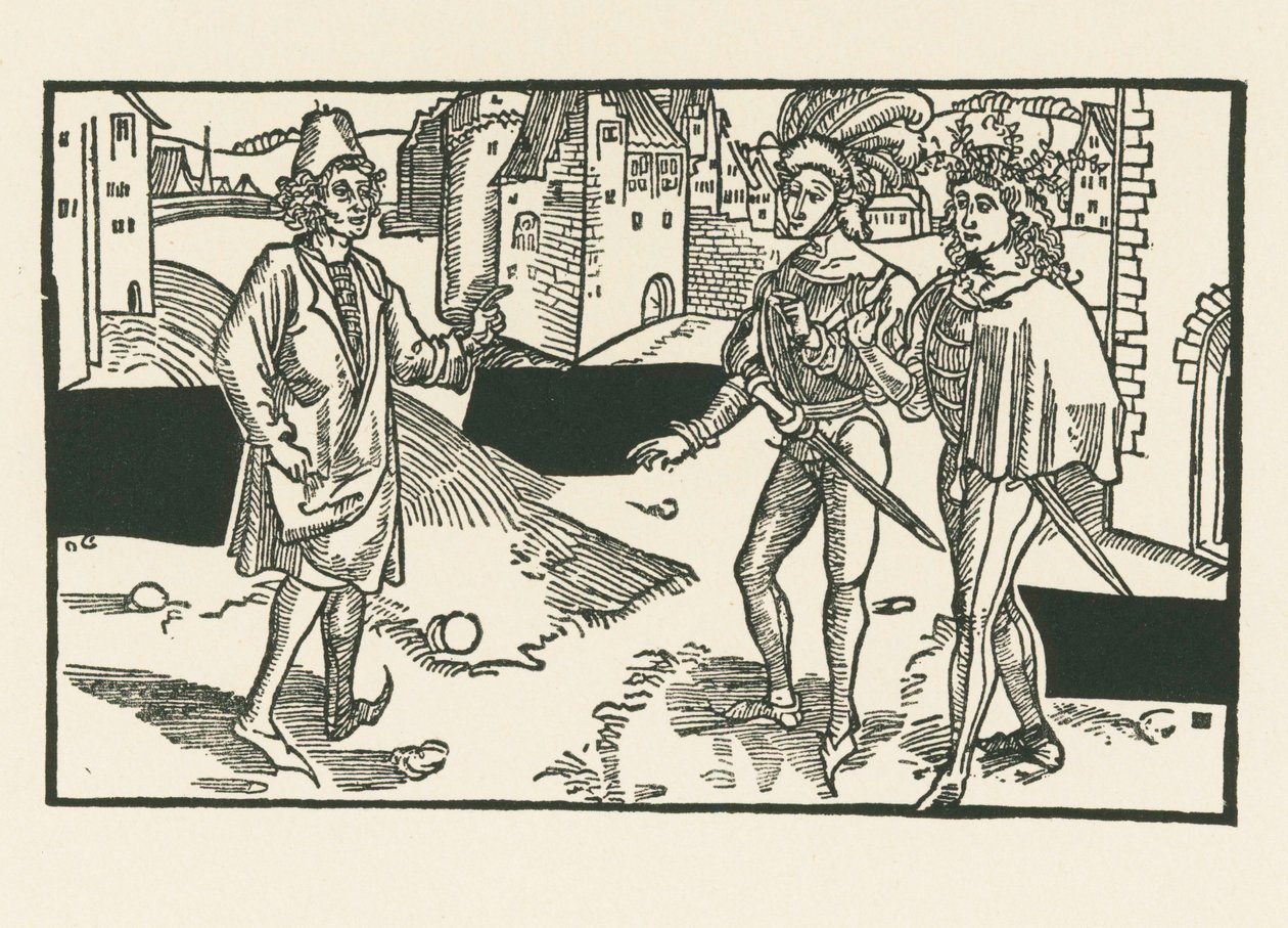 Davus, Pamphilus and Charinus, c.1492-93 by Albrecht Dürer or Duerer