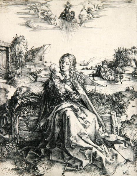 Madonna with a Dragonfly (engraving) by Albrecht Dürer
