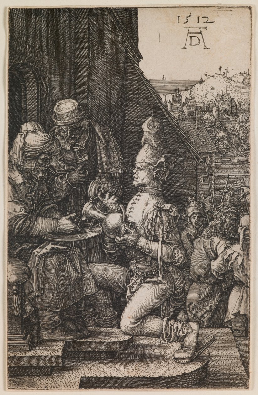 Pilate Washing his Hands, from the series "The Little Passion" by Albrecht Dürer or Duerer