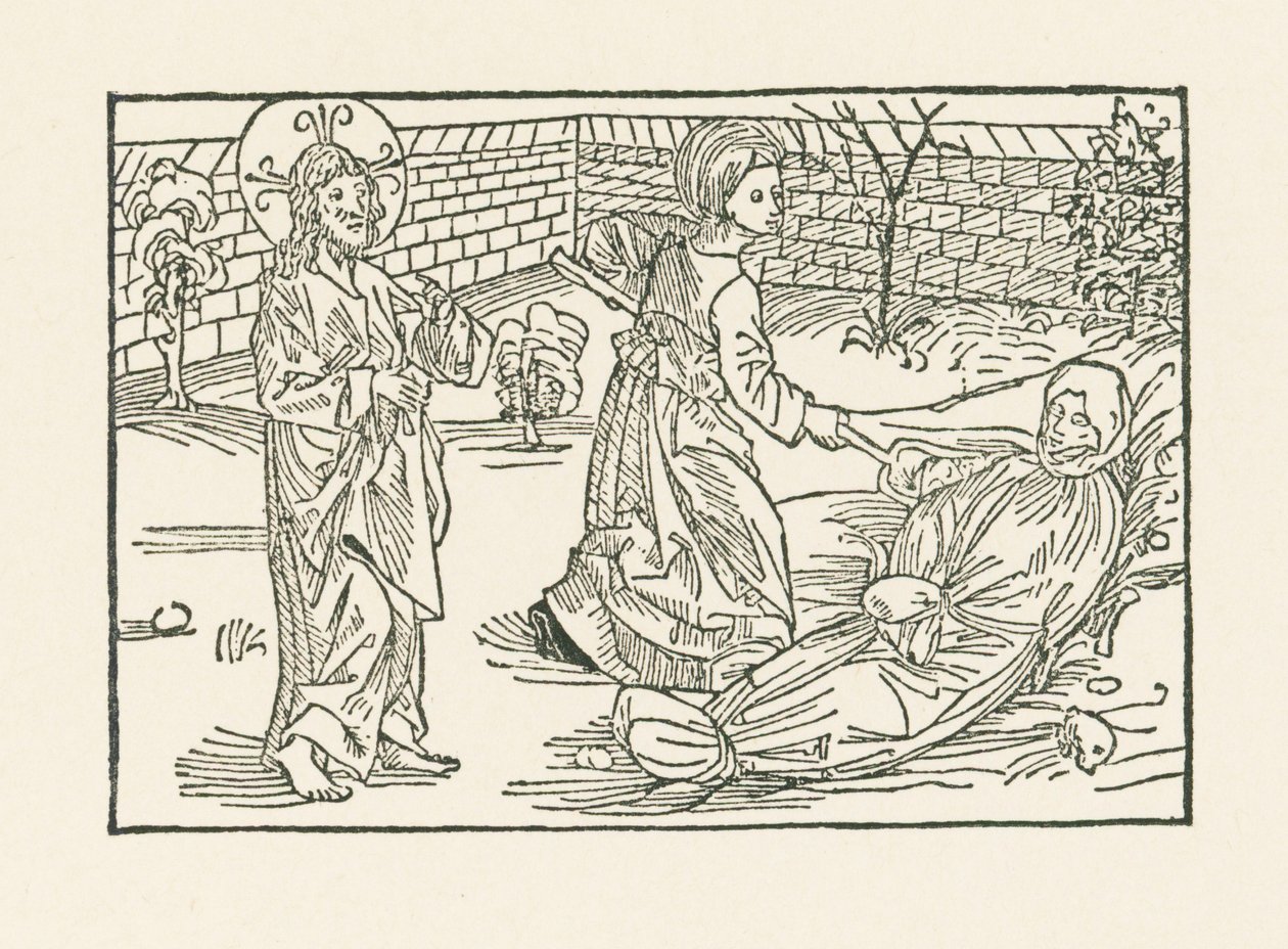 Sixth Work of Mercy: Care for the Burial of a Fellow Man by Albrecht Dürer or Duerer