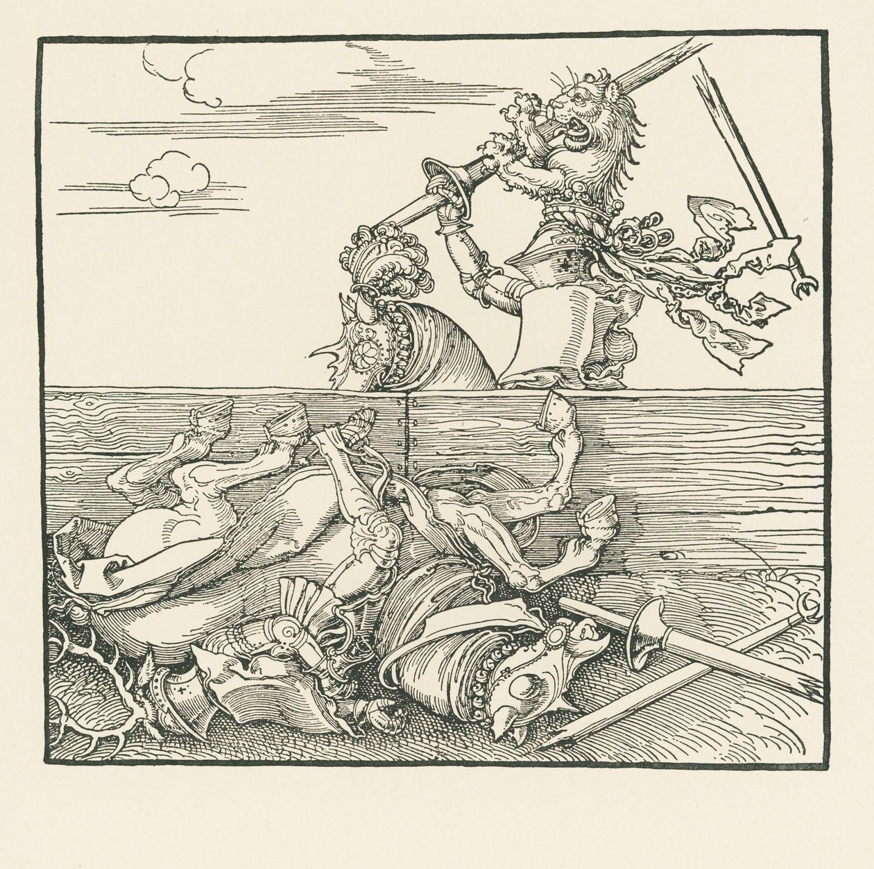 The Foreign Tournament. Maximilian Lifts His Opponent Jacop de Heri Out of the Saddle by Albrecht Dürer or Duerer