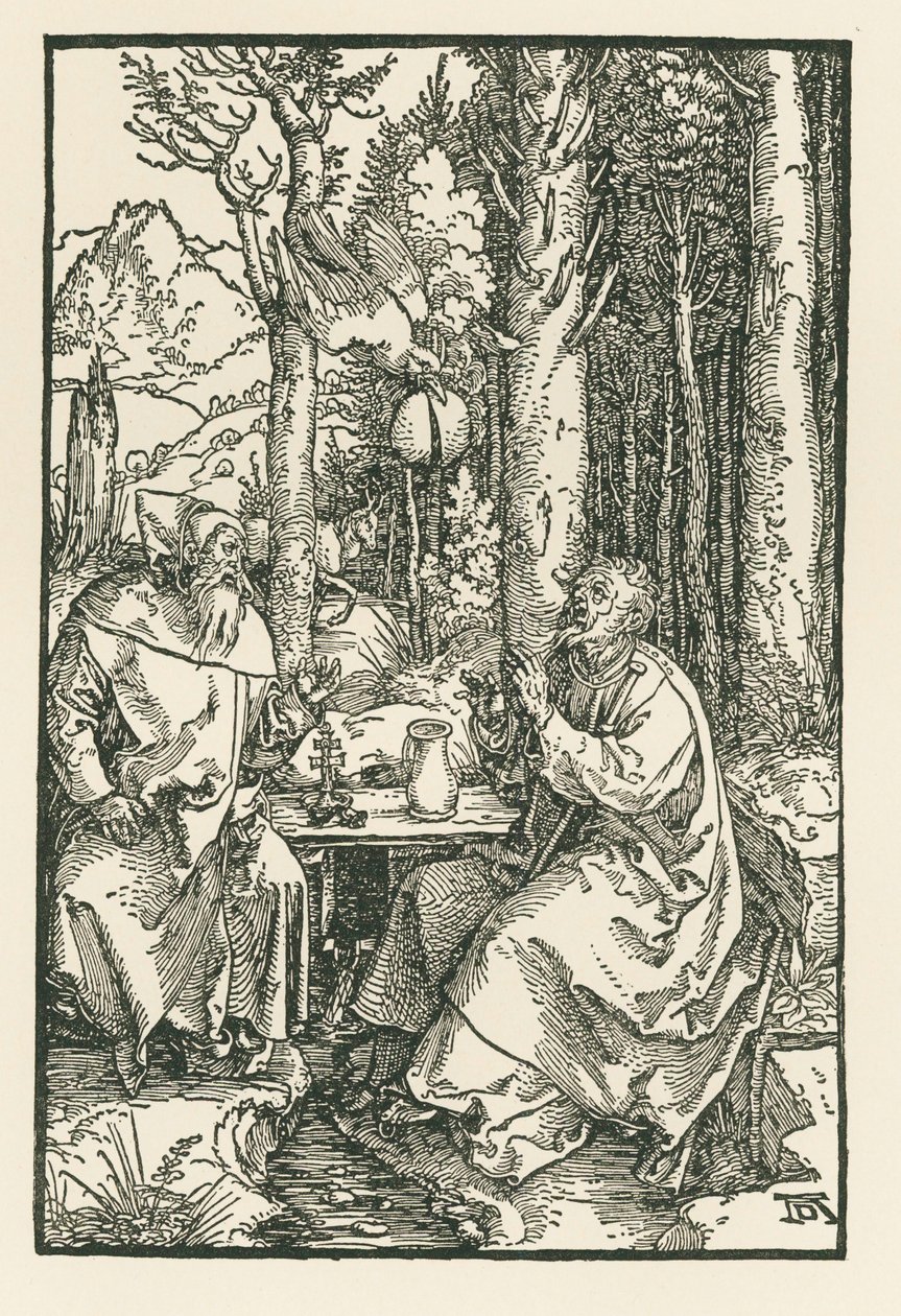 The Hermits Saint Anthony the Great and Saint Paul, c.1503-04 by Albrecht Dürer or Duerer