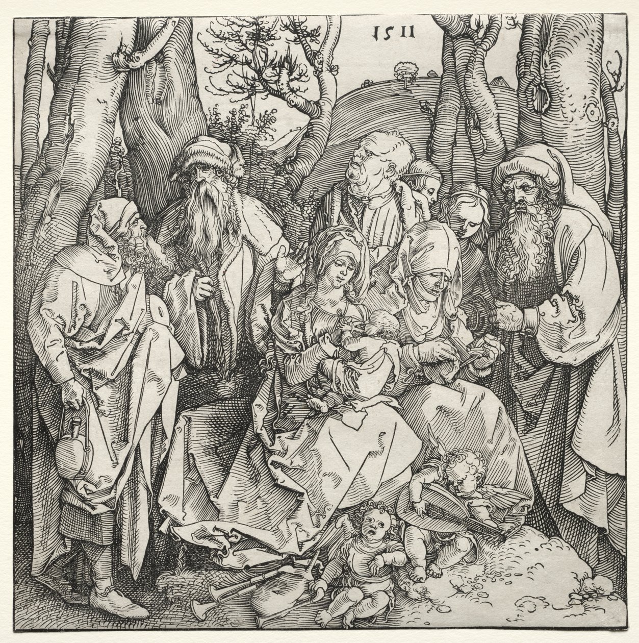 The Holy Family with Two Musician Angels by Albrecht Dürer or Duerer