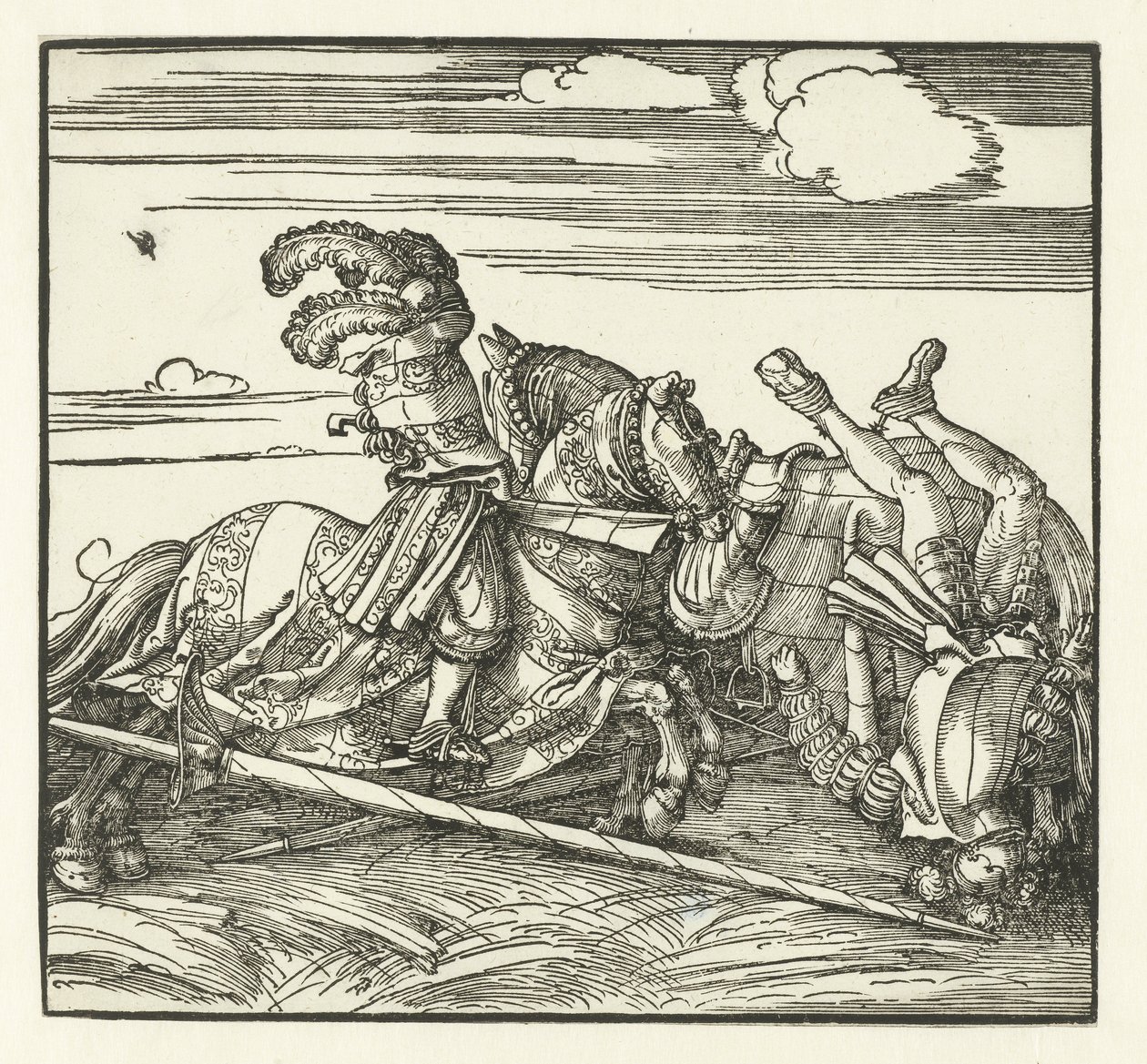 Two Riders Fighting on Horseback by Albrecht Dürer or Duerer