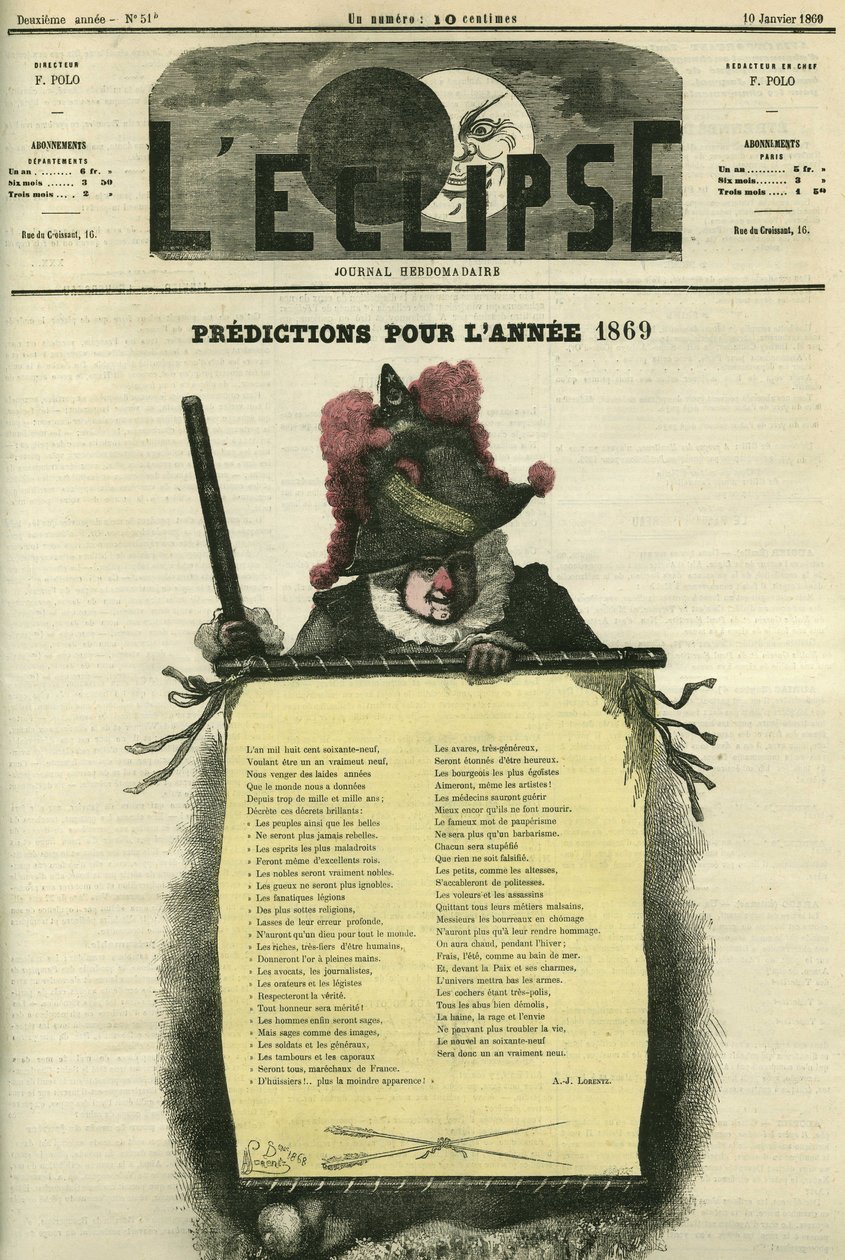 Predictions for the year 1869. Cover in 