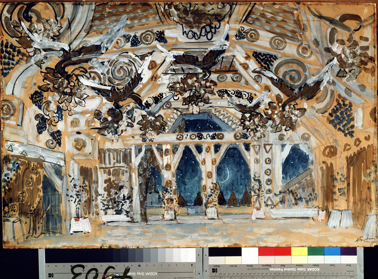 Stage Design for the Theatre Play The Lady from the Sea by H. Ibsen by Aleksandr Jakovlevic Golovin