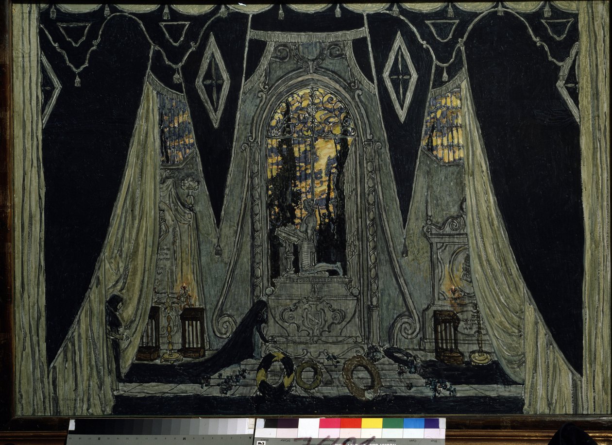 Stage design for the opera The Stone Guest by A. Dargomyzhsky by Aleksandr Jakovlevic Golovin