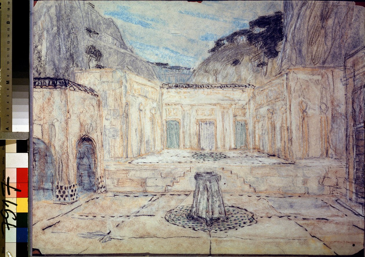 Stage Design for the Tragedy Antigone after Sophocles by Aleksandr Jakovlevic Golovin