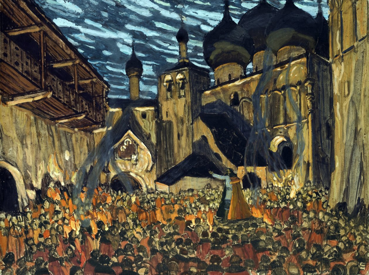Stage design for the opera The Maid of Pskov by N. Rimsky-Korsakov by Aleksandr Jakovlevic Golovin