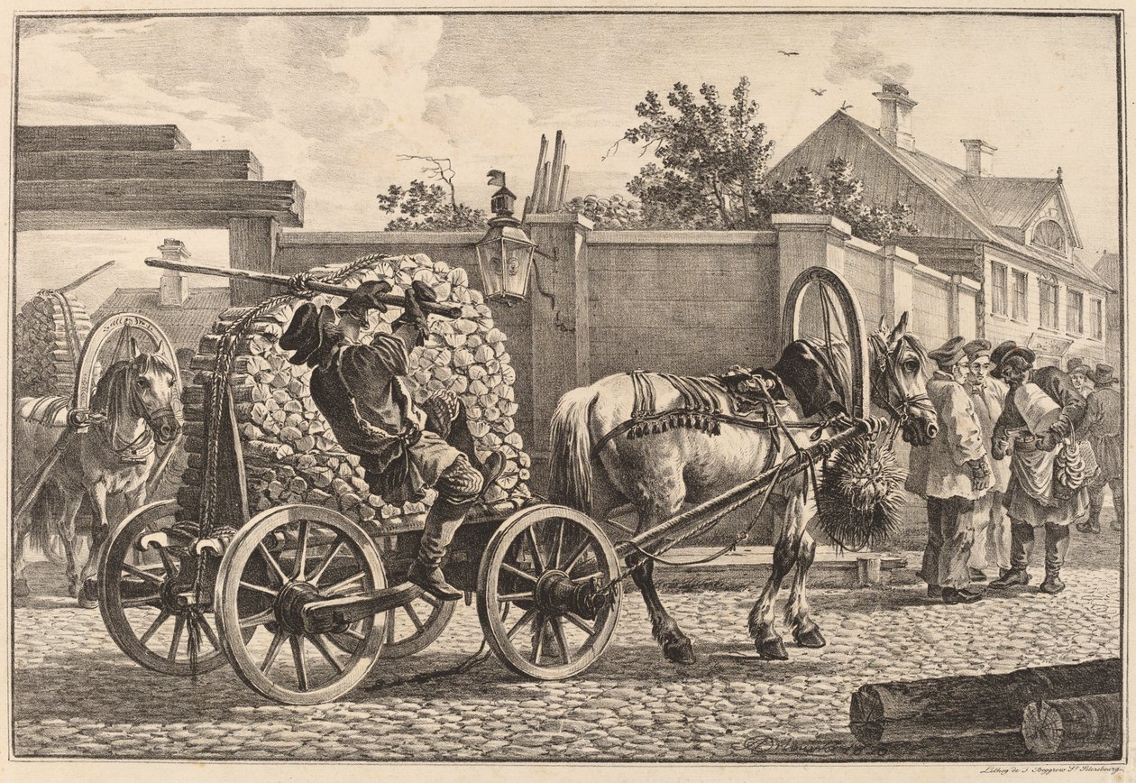 Russian Porter Carrying Wood on a Cart by Aleksandr Osipovich Orlovskii