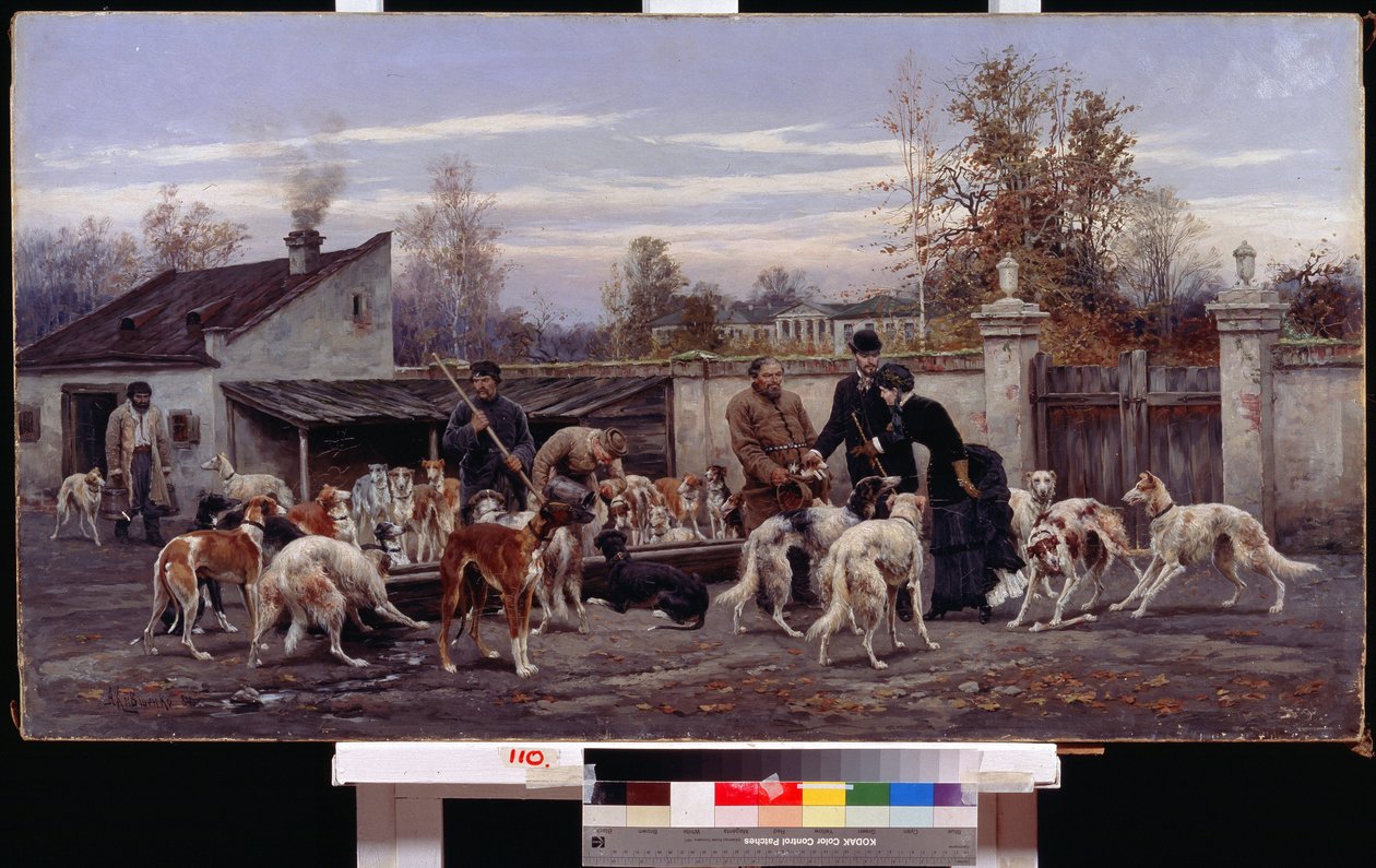 At a Kennel by Aleksei Danilovich Kivshenko