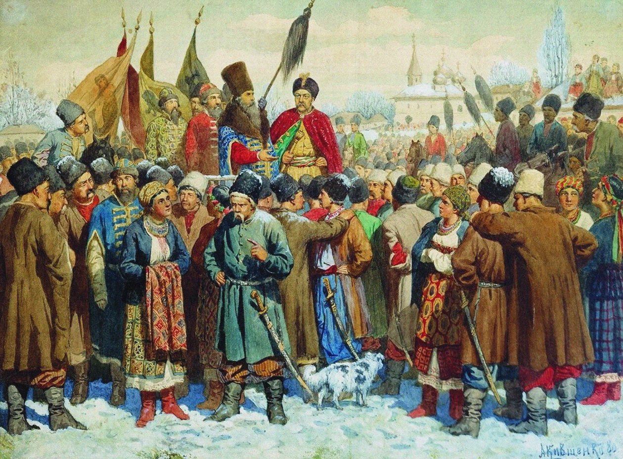 Boyar Vasili Buturlins speech at the Rada of Pereyaslav by Aleksei Danilovich Kivshenko
