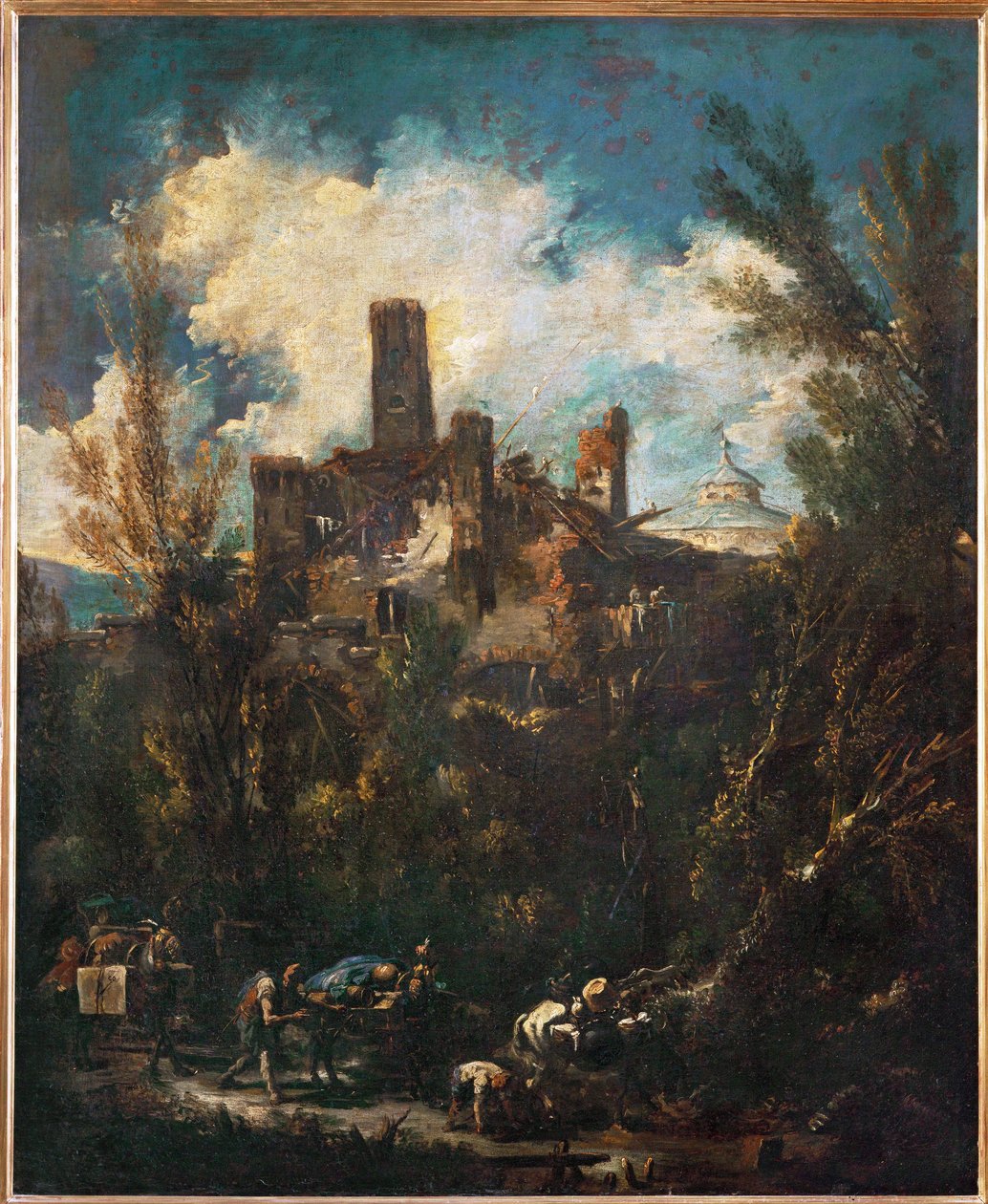 The Muleteer, or Landscape with Castle by Alessandro (style of) Magnasco