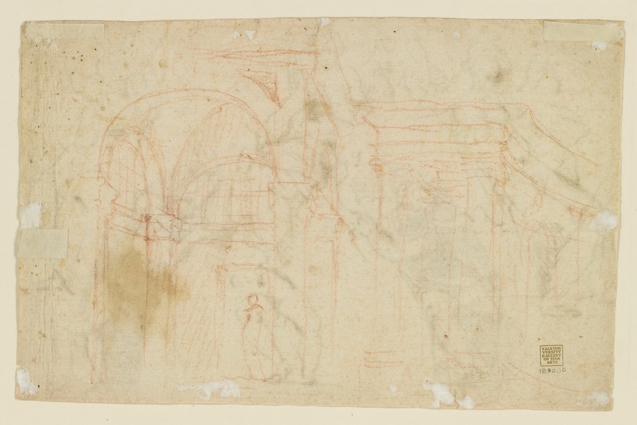 Studies of Angels and Cupids (Recto); Architectural Studies (Verso) by Alessandro Casolani