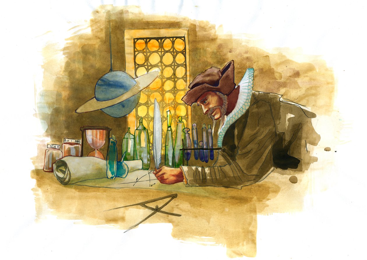 Alchemist Examining a Vial by Alessandro Lonati