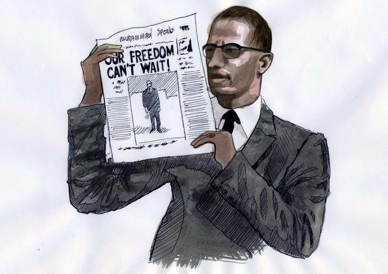 Malcolm X (1925-1965) African-American Activist by Alessandro Lonati