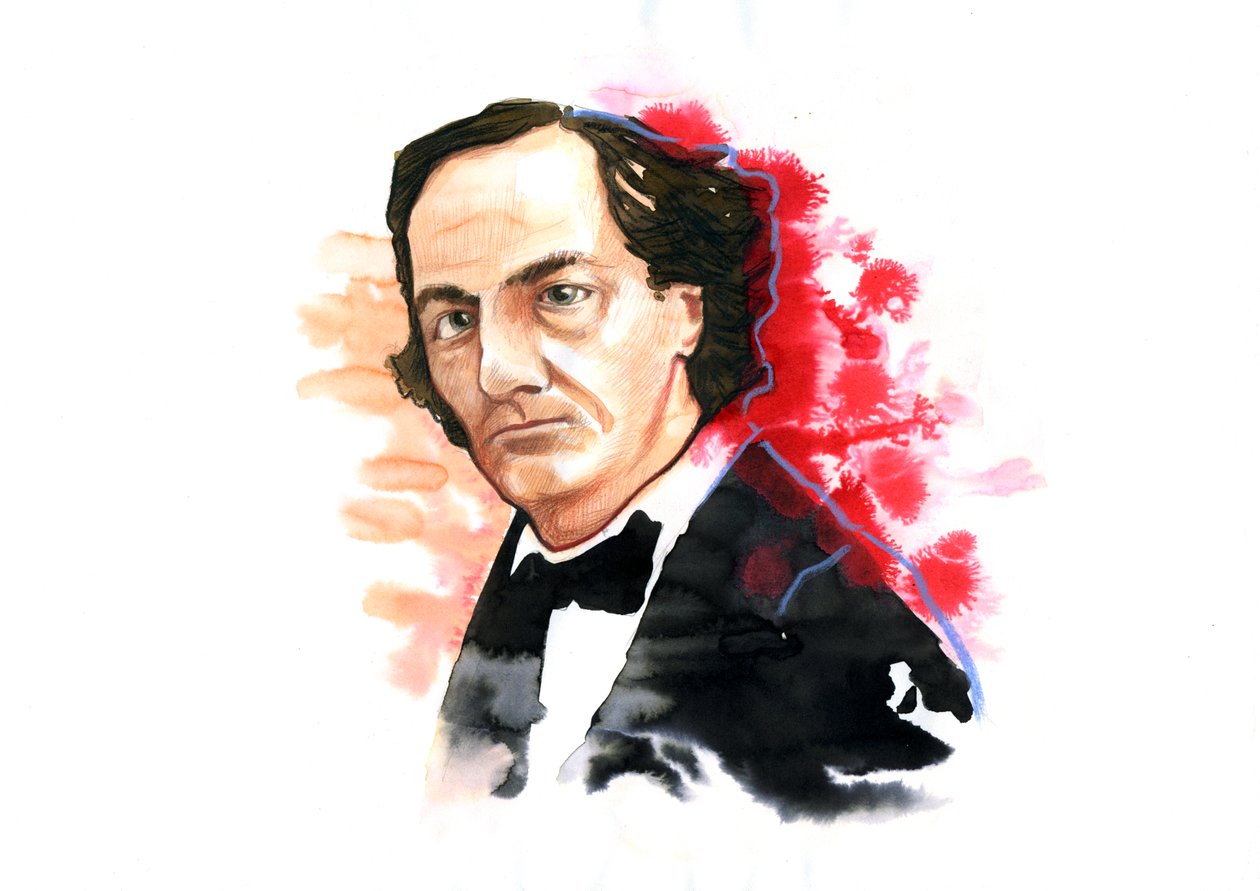Portrait of Charles Baudelaire (1821-1867), French poet by Alessandro Lonati
