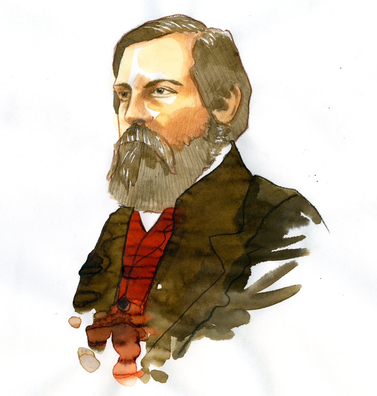 Portrait of Friedrich Engels (1820-1895), German socialist theorist and politician by Alessandro Lonati