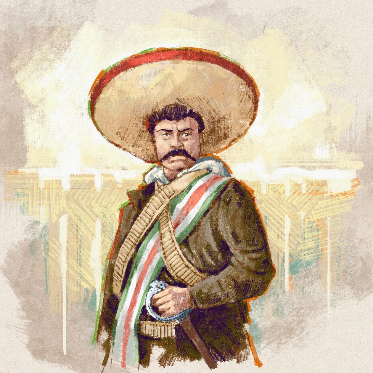 Portrait of Mexican revolutionary Pancho Villa, 2023 (illustration) by Alessandro Lonati