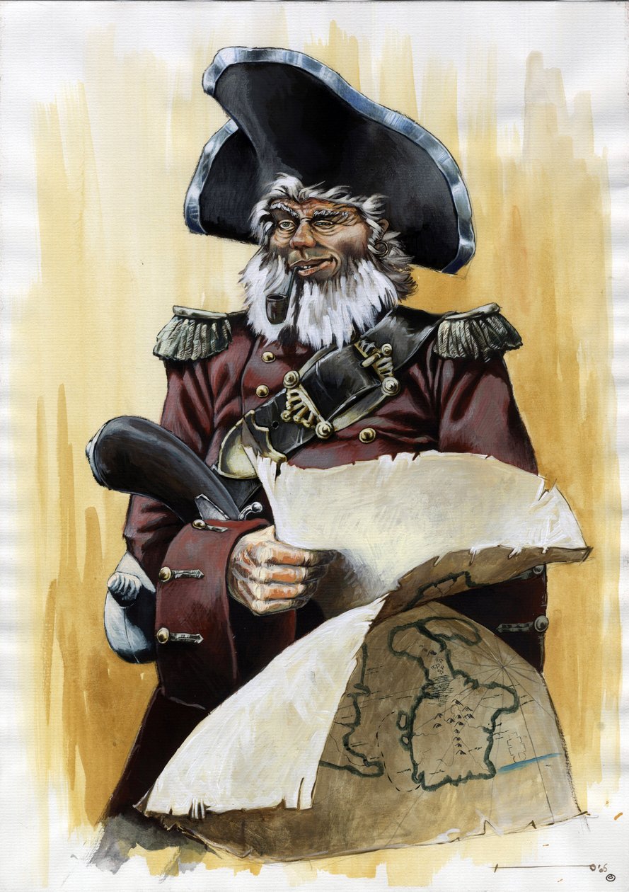 Portrait of a Pirate with a Treasure Map by Alessandro Lonati