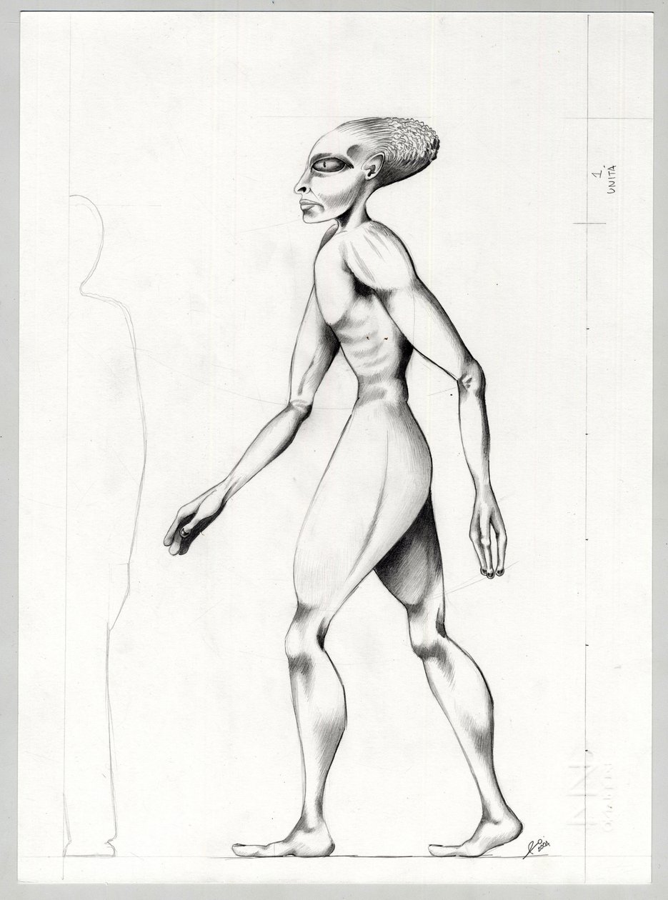 Science fiction illustration: an alien from the planet Mars to the conquest of space by Alessandro Lonati