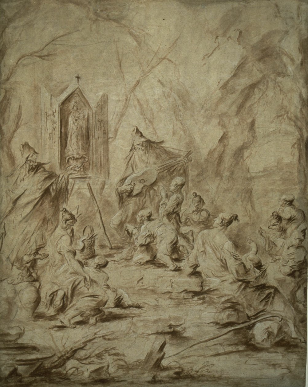 Ballad Singer at a Shrine of the Virgin by Alessandro Magnasco