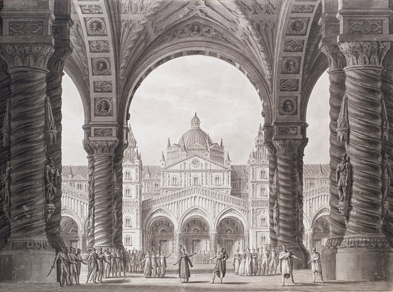 Stage design for the Opera seria I due Valdomiri by Peter Winter. Teatro alla Scala by Alessandro Sanquirico