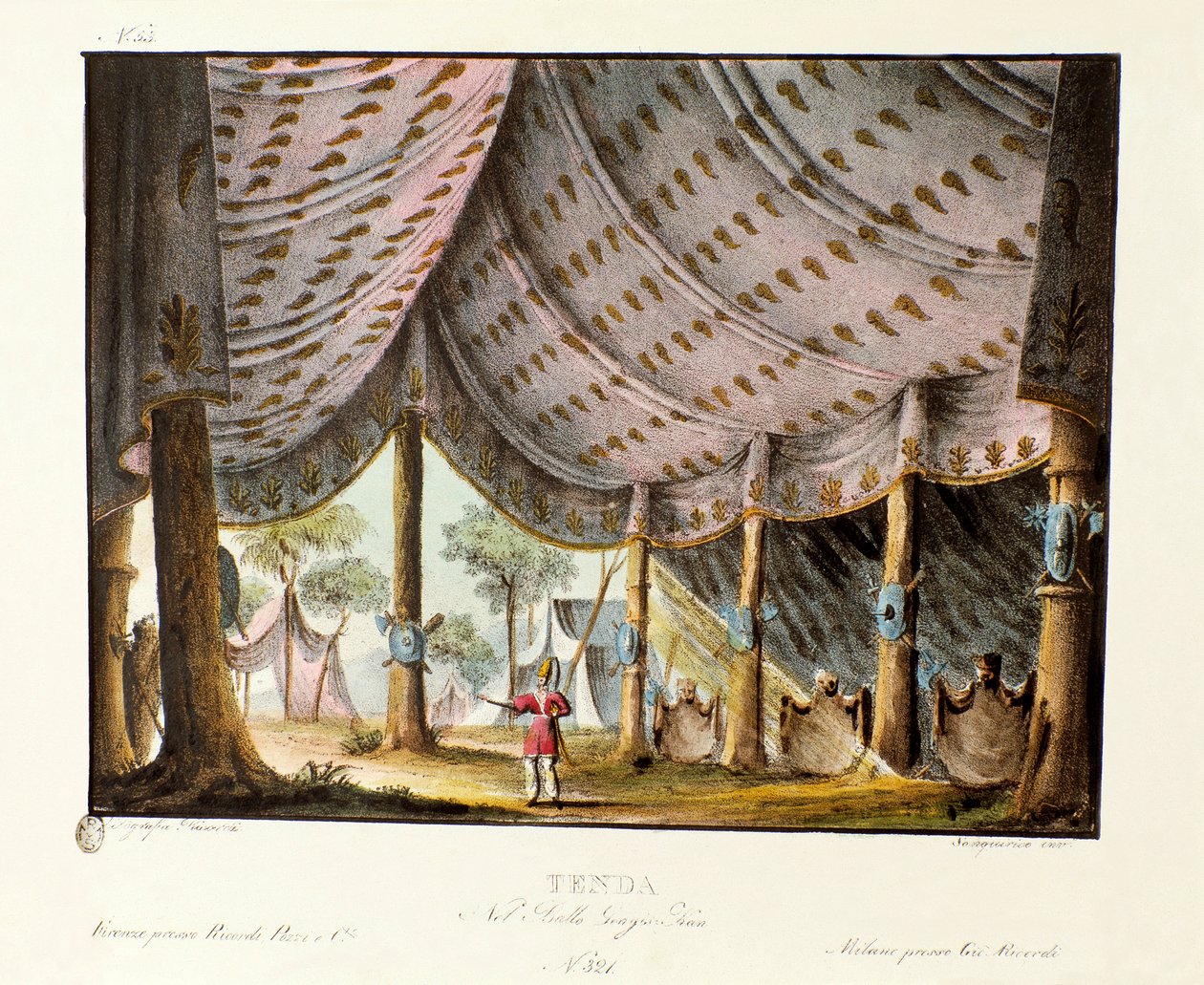 View of the royal tent of Genghis Khan for the ballet Genis-Kan by Alessandro Sanquirico