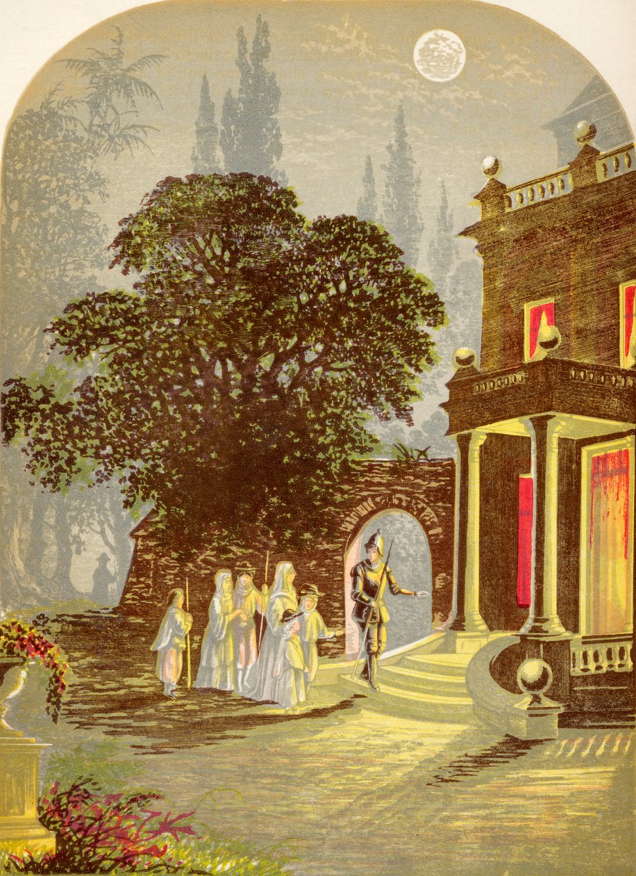 The Pilgrims Arriving at the Inn, from The Pilgrims Progress by John Bunyan, published c.1880 by Alexander Francis Lydon