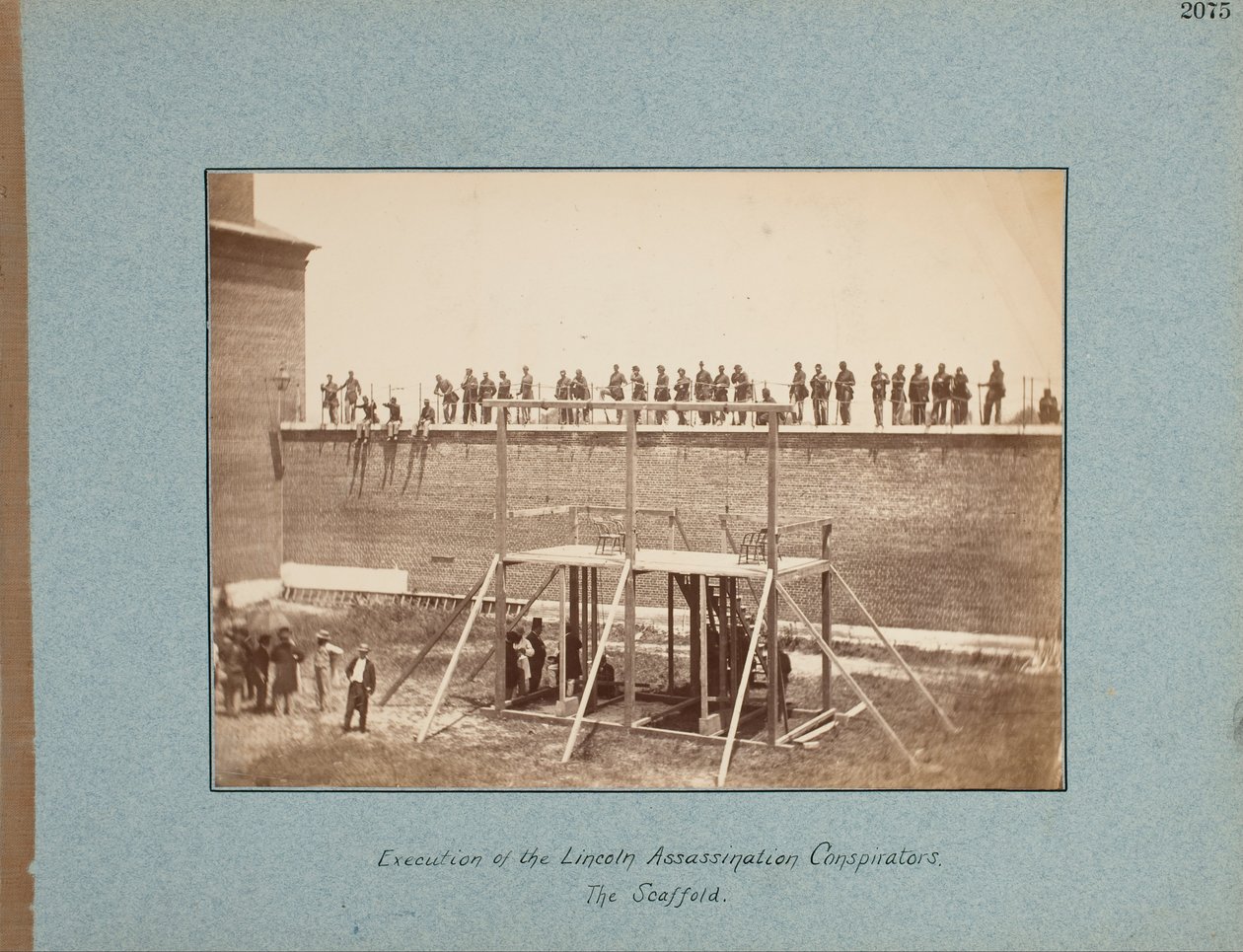 Execution of the Lincoln Assassination Conspirators. The Scaffold. by Alexander Gardner