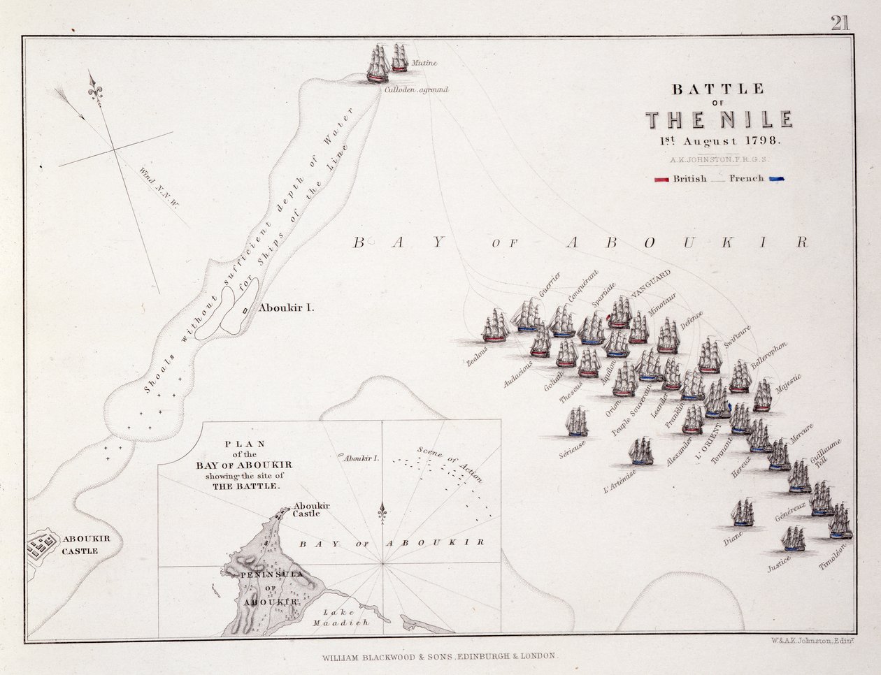 Plan of the Battle of the Nile, 1st August 1798 by Alexander Keith Johnston