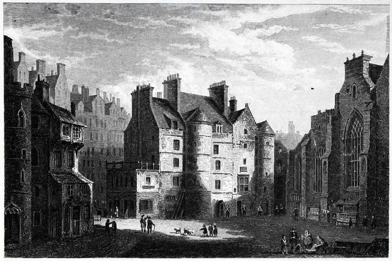 Old Tolbooth, Edinburgh (engraved by Edward Finden) by Alexander Nasmyth