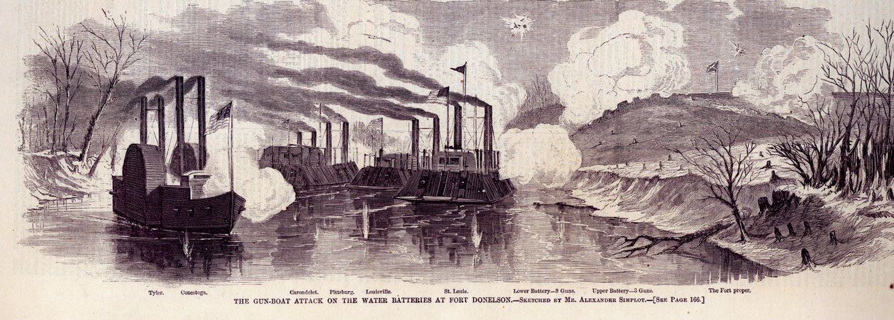 The Gun-Boat Attack on the Water Batteries at Fort Donelson by Alexander Simplot