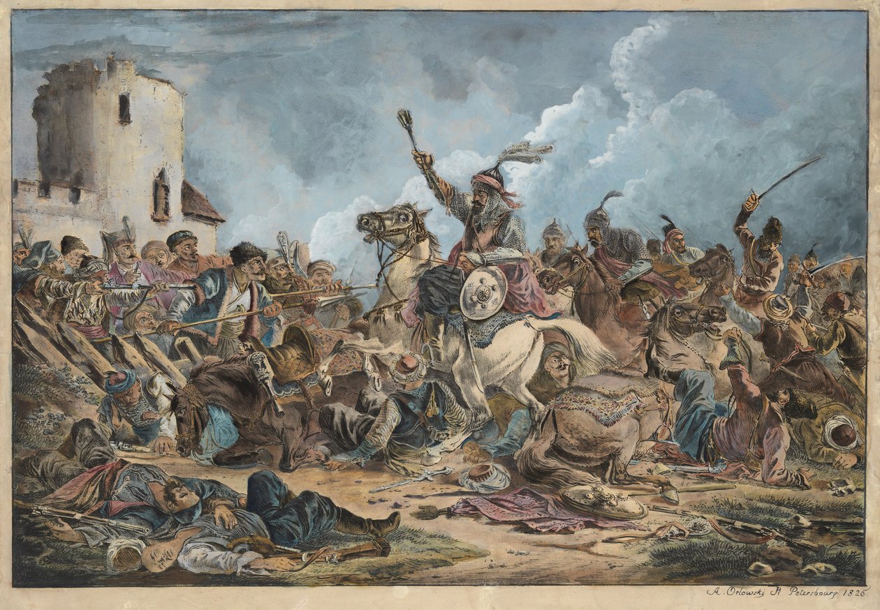 Battle Between the Georgians and Mountain Tribes by Alexander Orlowski