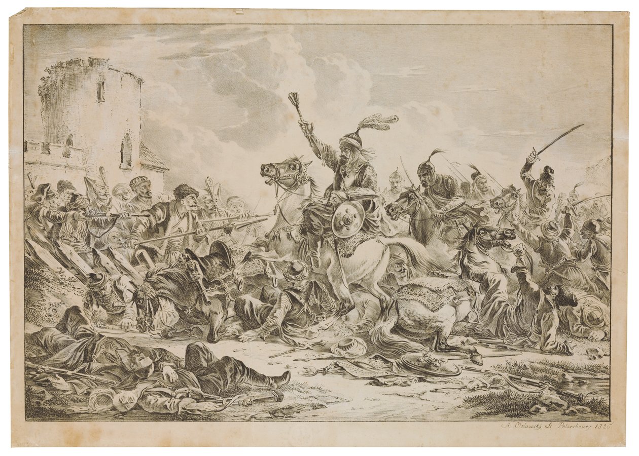 Battle between the Georgians and the Mountain Tribes by Alexander Orlowski
