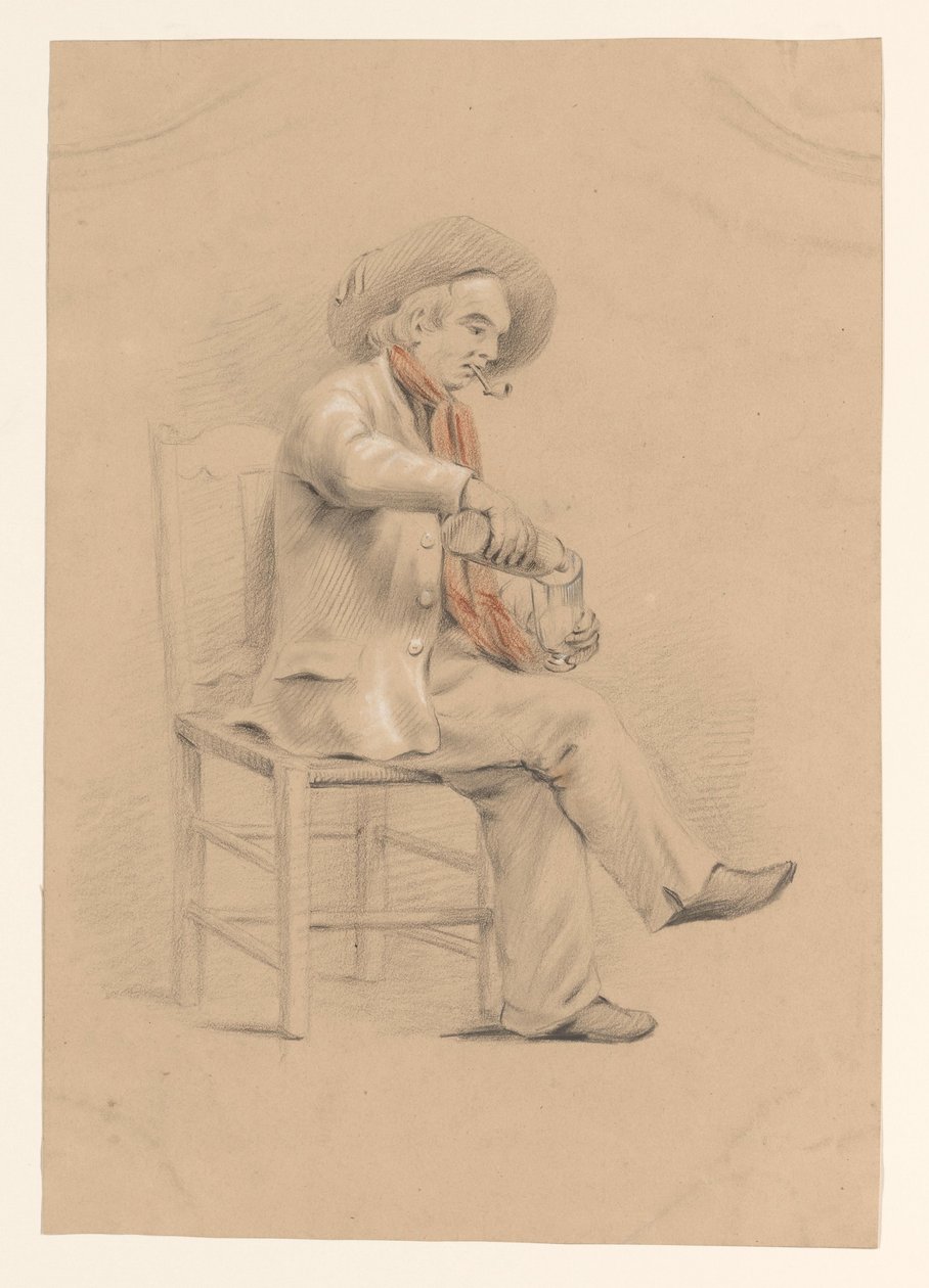 Man Sitting in a Chair Pouring a Glass by Alexander Cranendoncq