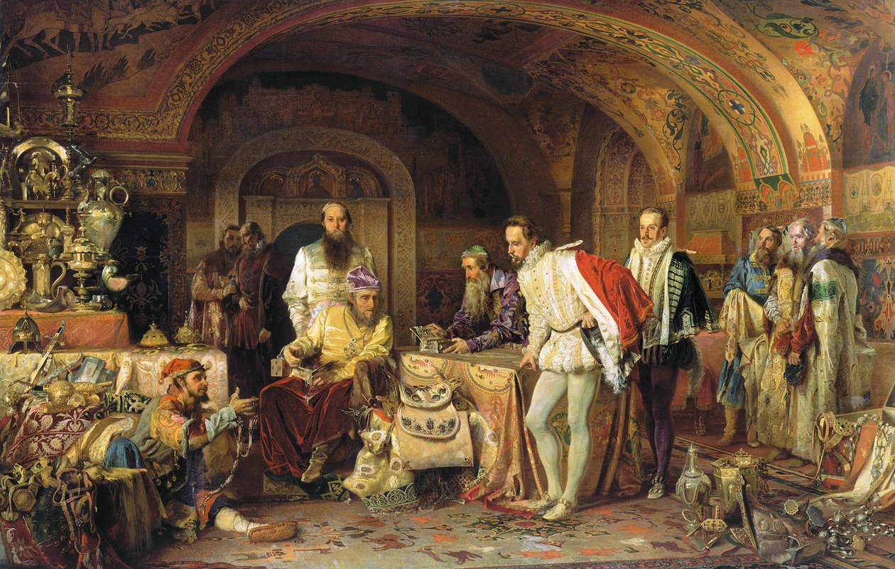Ivan IV of Russia Demonstrates His Treasures to the Ambassador of Queen Elizabeth I of England by Alexander Dmitrievich Litovchenko