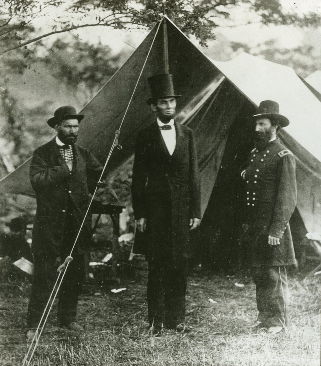 Abraham Lincoln with Allan Pinkerton and Major General John A. McClernand, 1862 by Alexander Gardner