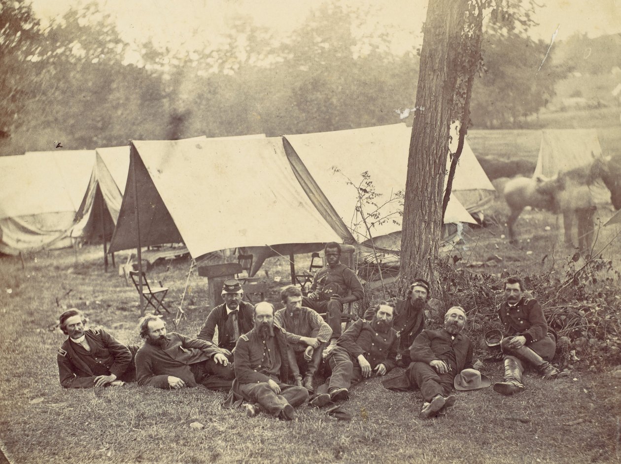 Group at Headquarters of the Army of the Potomac, Antietam, October 1862 by Alexander Gardner