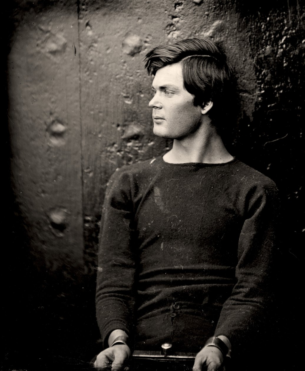 Lewis Powell in Wrist Irons Aboard the USS Saugus by Alexander Gardner