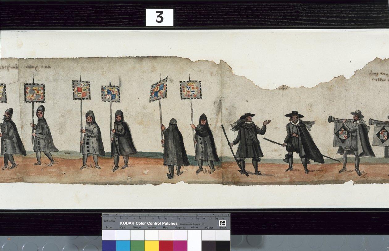 (detail) The Huntly Funeral Procession, said to have been used for the obsequies of George 1st, Marquess of Huntly by Alexander Kincaid