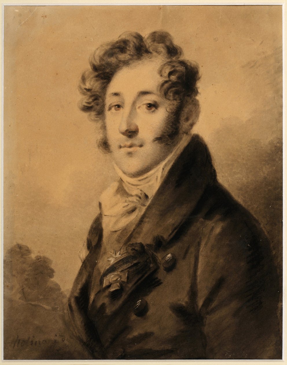 Portrait of Konstantin Yakovlevich Bulgakov (1782-1835) - Work by Alexander Molinari (1772-1831), Sanguine and chalk on paper, circa 1800 by Alexander Molinari