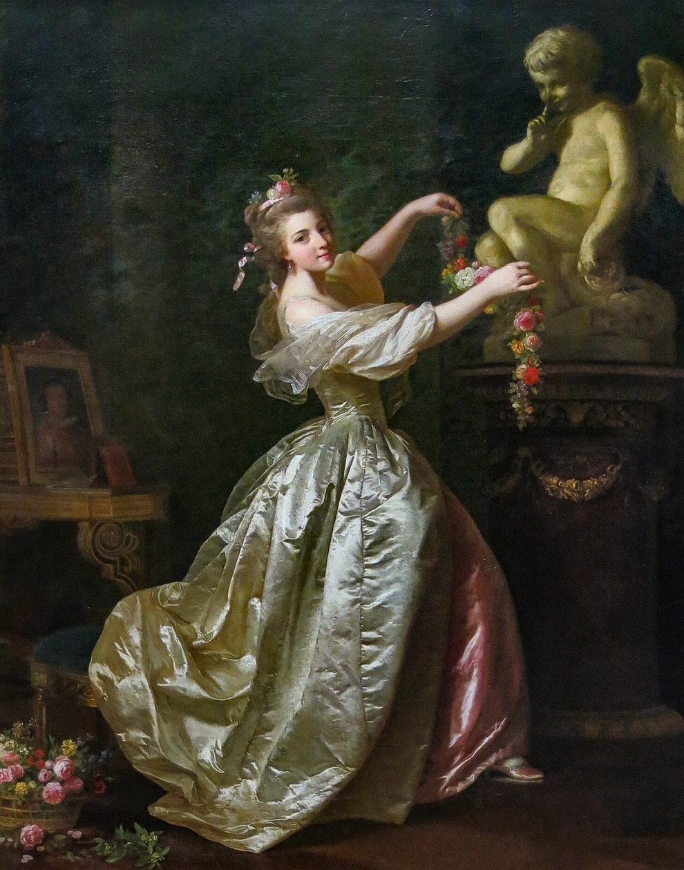 Young Woman Decorating the Statue of Love by Alexander Roslin