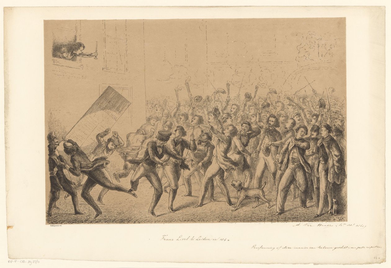 Celebrating Students Greet Their Idol Franz Liszt by Alexander Ver Huell (signed by artist)