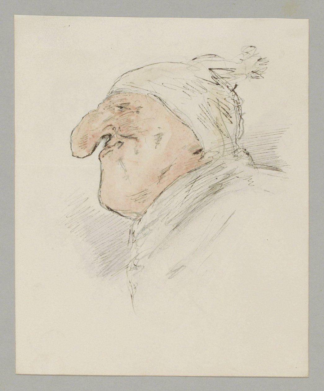 Caricatured Head of a Man with a Nightcap by Alexander Ver Huell