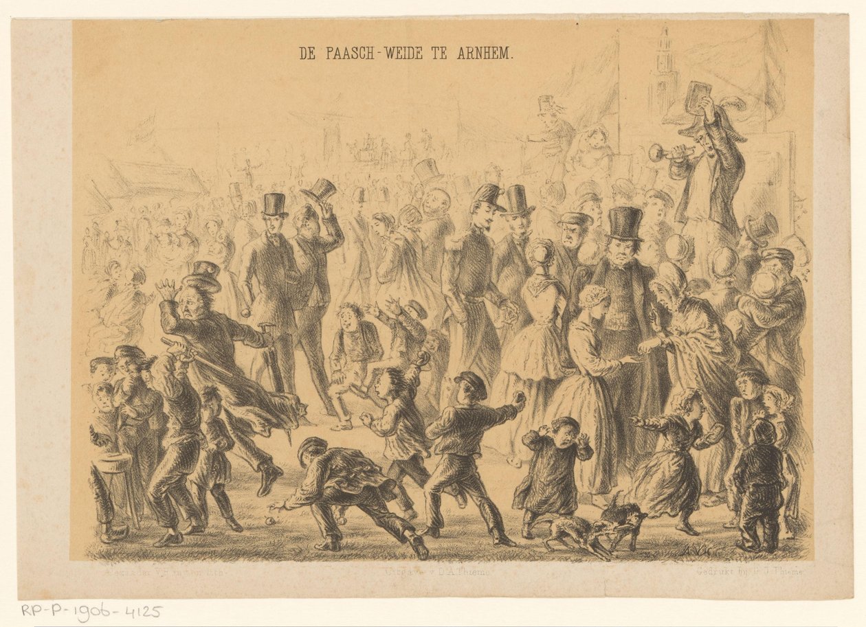 People on the Easter Meadow in Arnhem by Alexander Ver Huell