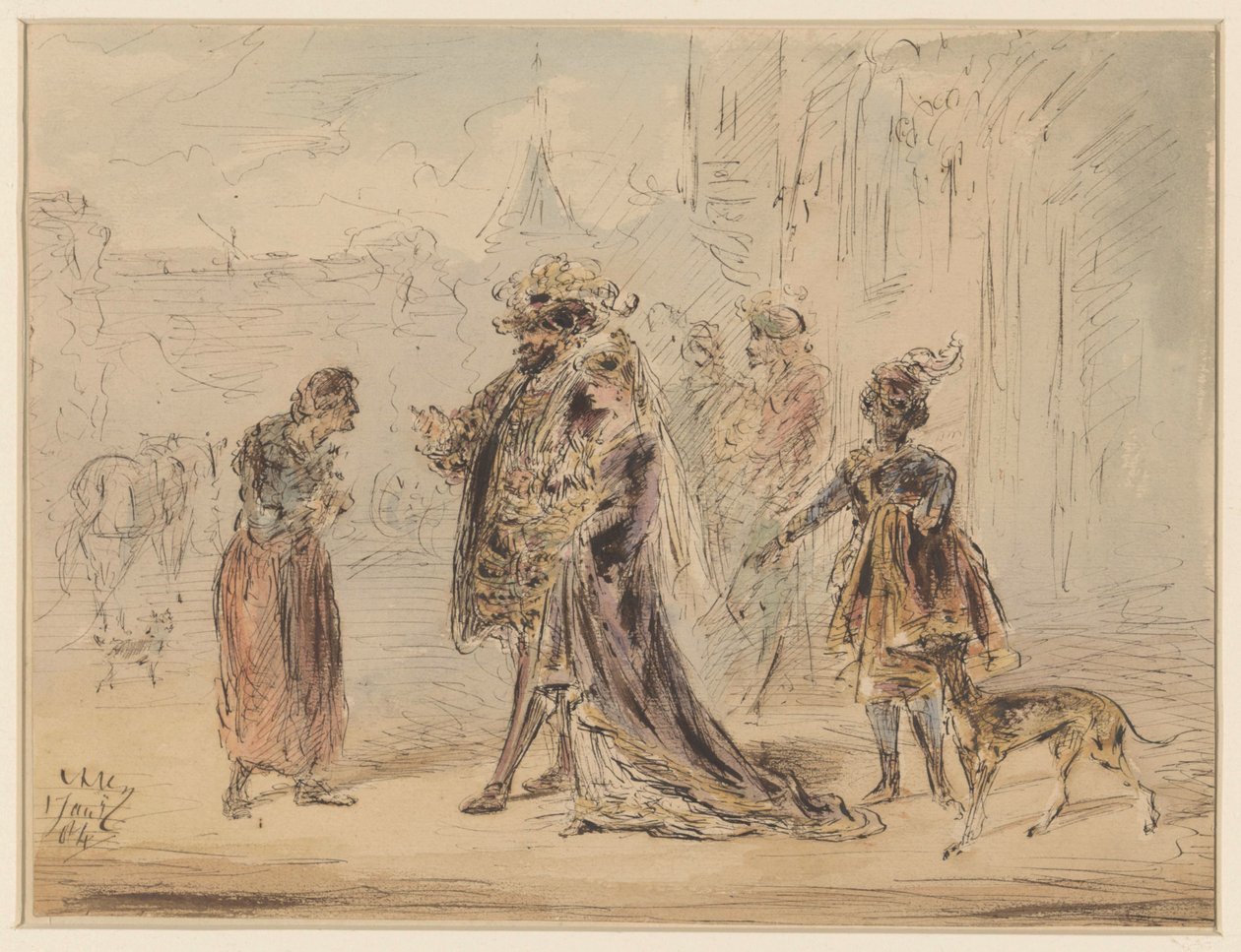 Noble Man and Woman in Conversation with an Old Woman by Alexander Ver Huell