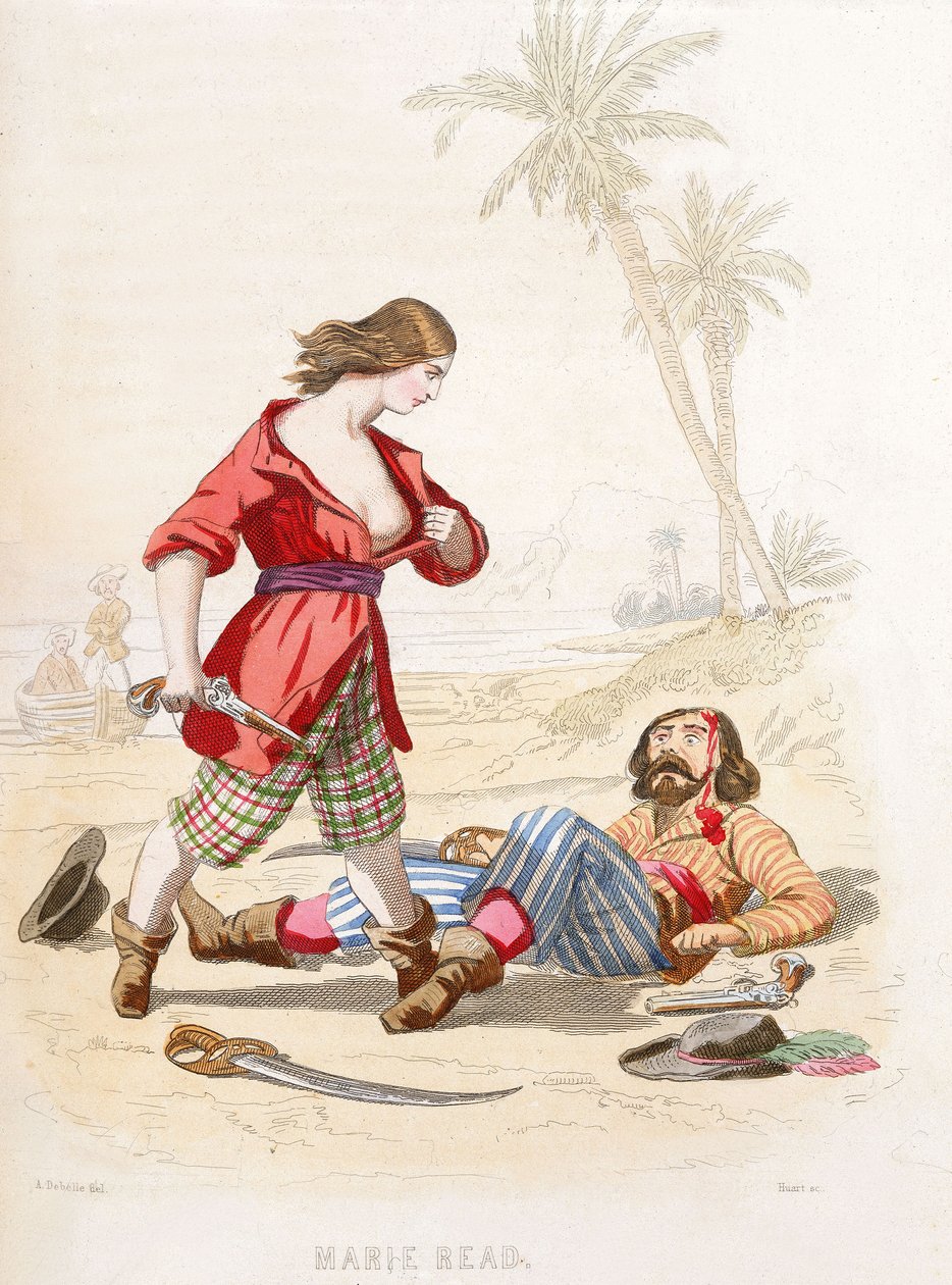 Mary Read Reveals Herself to a Vanquished Enemy, mid 19th century by Alexandre (after) Debelle