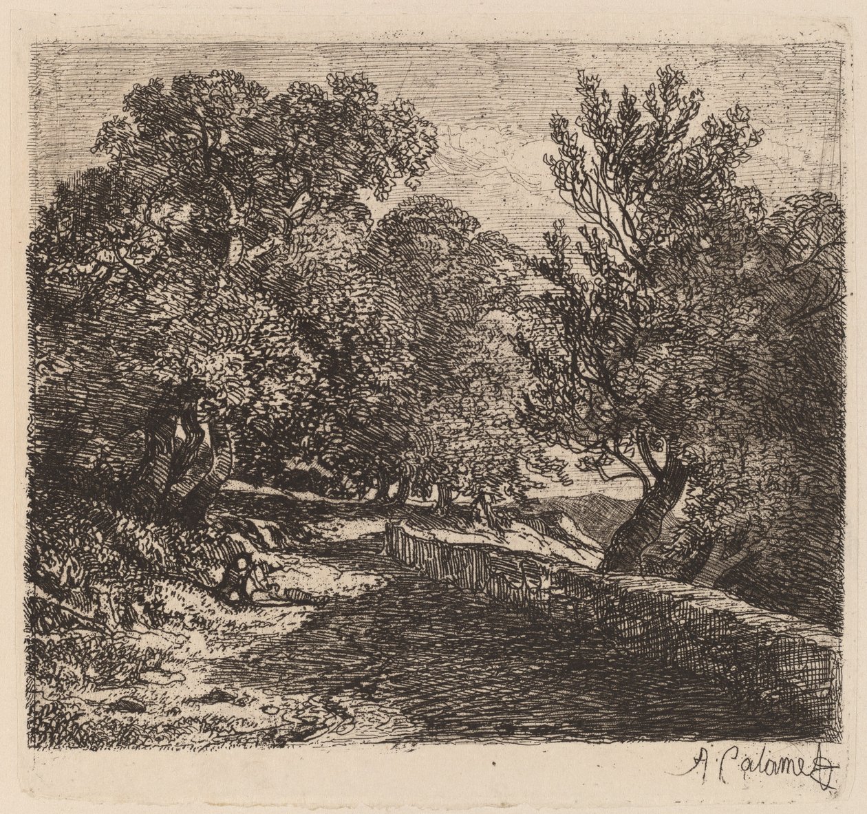 Man Resting by a Stone Wall by Alexandre Calame